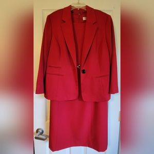 Matching dark red Kasper dress and blazer suit